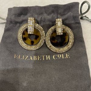 Gold Art Deco pave and tortoise earrings